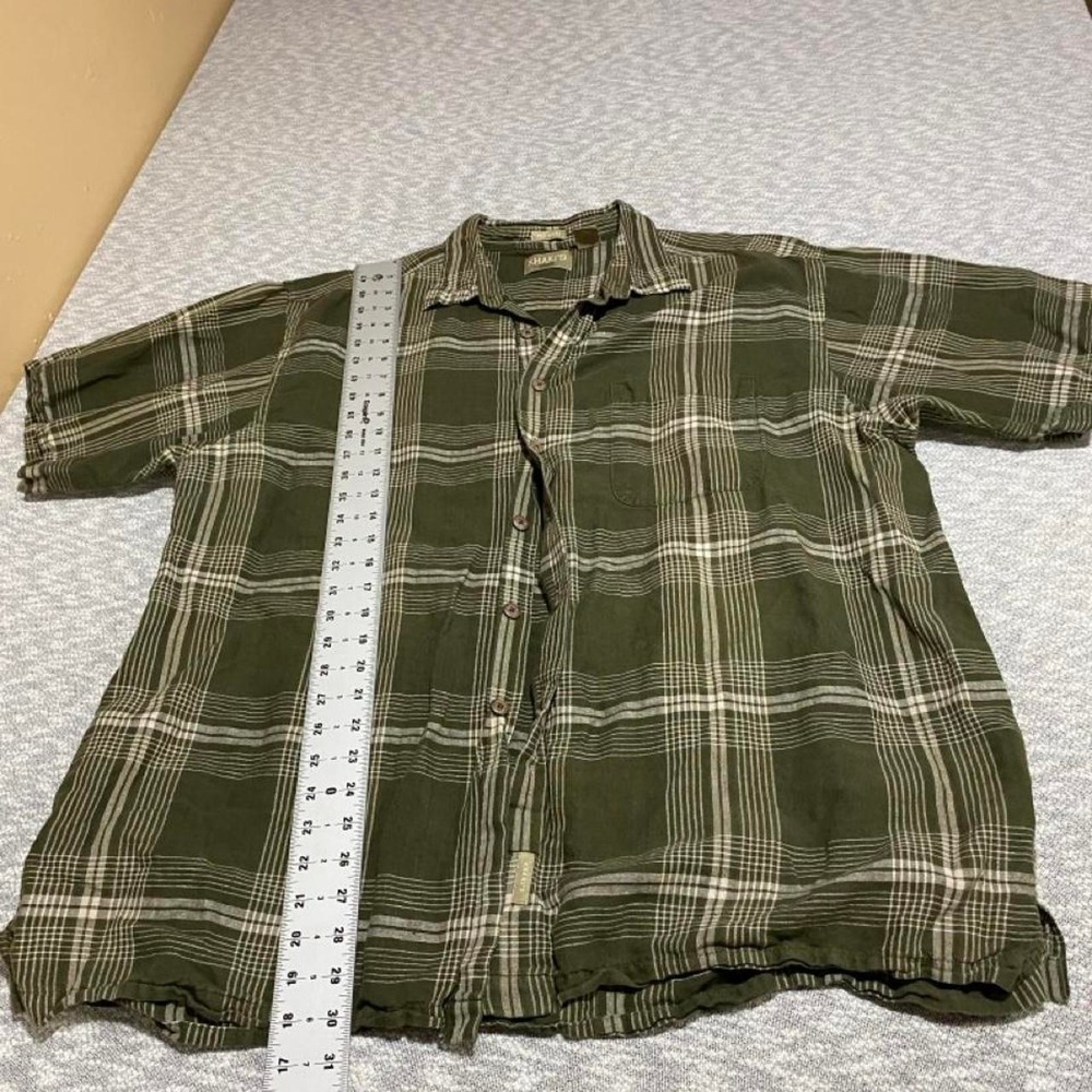 Khaki's by Arrow green and beige plaid short sleeve shirt in size 2XL SKU-A668